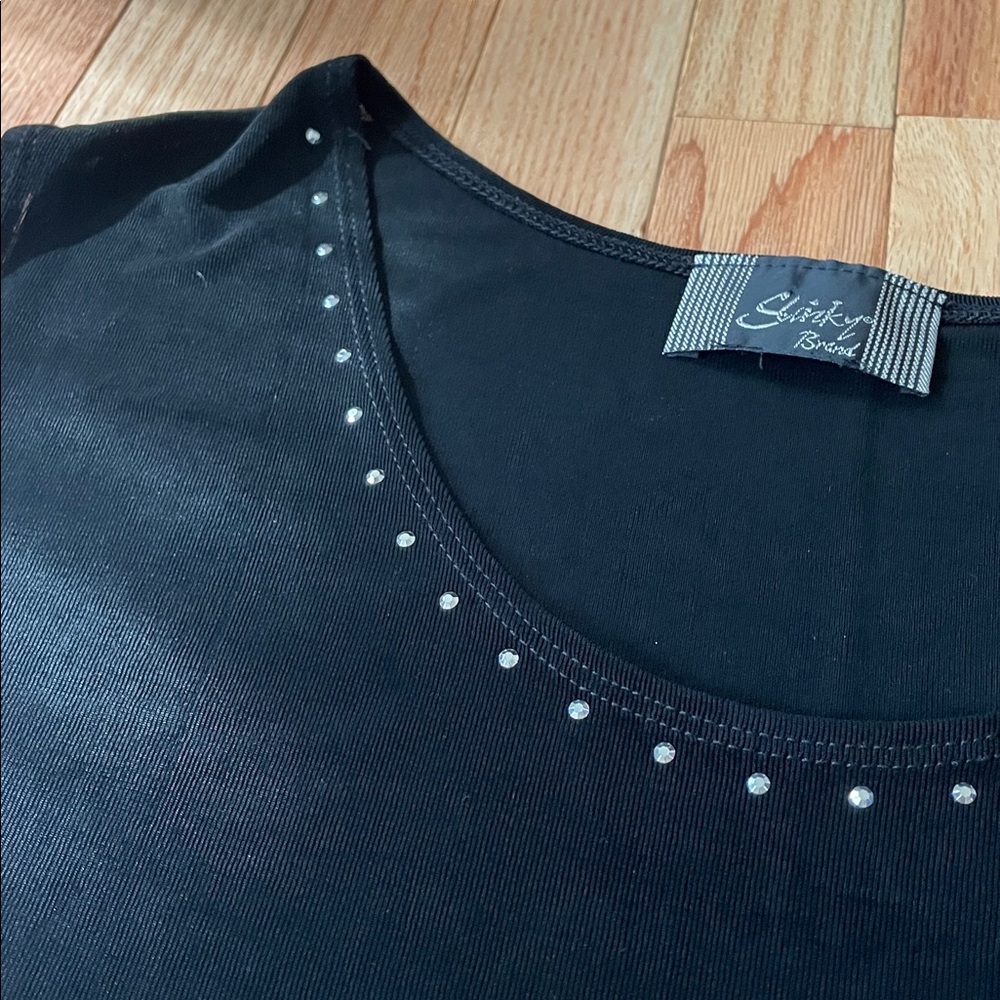 Slinky Brand Top Womens 2X Black Sleeveless Blouse Studded Minimalist Mature - Picture 3 of 9